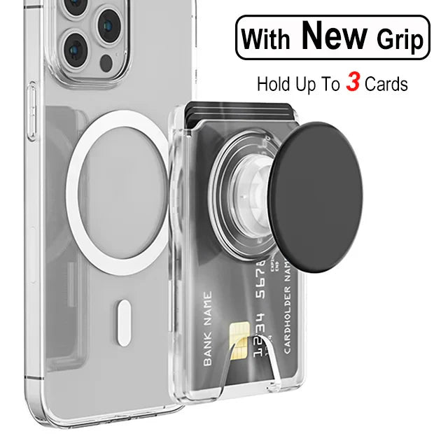 Universal Magnetic Wallet With Expanding Phone Grip,Phone Card Holder Solid SocketWallet For IPhone Samsung Wallets