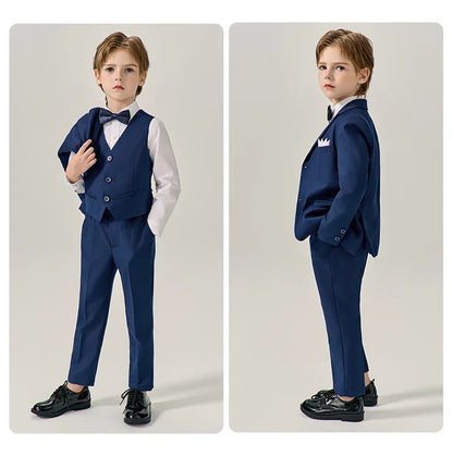 Prince Kids Green Jakcet Vest Pants Bowtie Piano Party Dress Boys Wedding Ceremony Photograph Suit Children Performance Costume