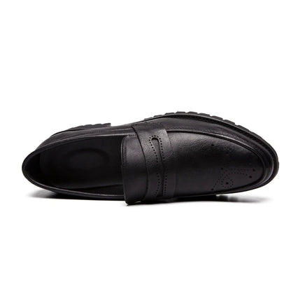 2022 Luxury Brand Penny Loafers men Casual shoes Slip on Leather Dress shoes big size 38-46 Brogue Carving loafer Driving party