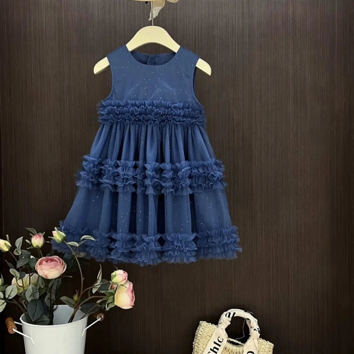 Girl's Dress Summer New Children's Sleeveless Yarn Dress Fluffy Dress Girl's Fashionable Baby Princess Dress