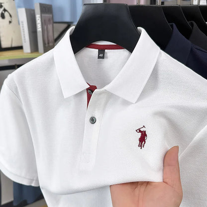 Luxury brand 100% cotton short sleeve polo shirt summer new trend Paul pony embroidery T-shirt business golf casual men's wear