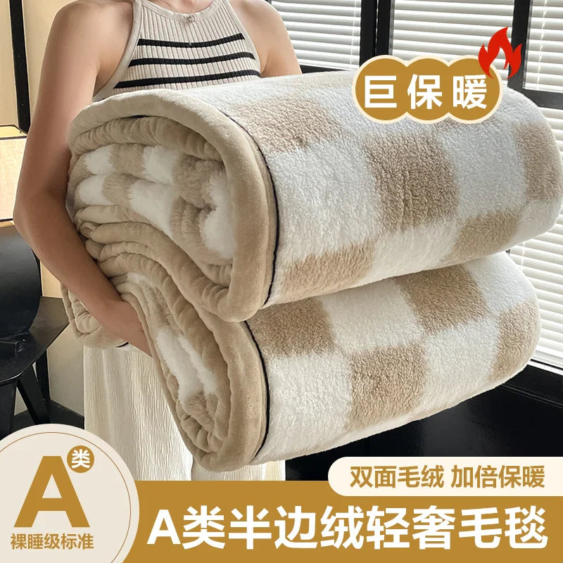 New Shumian velvet thickened warm coral velvet blanket, milk velvet long velvet light luxury blanket blanket