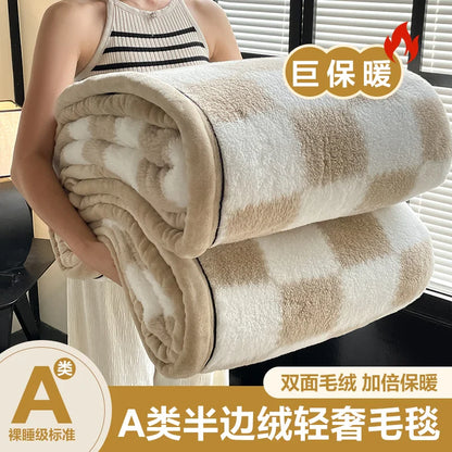 New Shumian velvet thickened warm coral velvet blanket, milk velvet long velvet light luxury blanket blanket