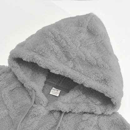 Autumn and winter leisure men's high street jacquard double-sided velvet hooded sports trend pullover sweater jacket
