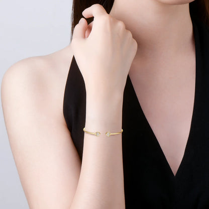 0.5CT Moissanite Bangle Bracelet 18K Gold Plated 925 Sterling Silver Classic Bangle Bezel Set Diamond Bracelet for Women Gifts