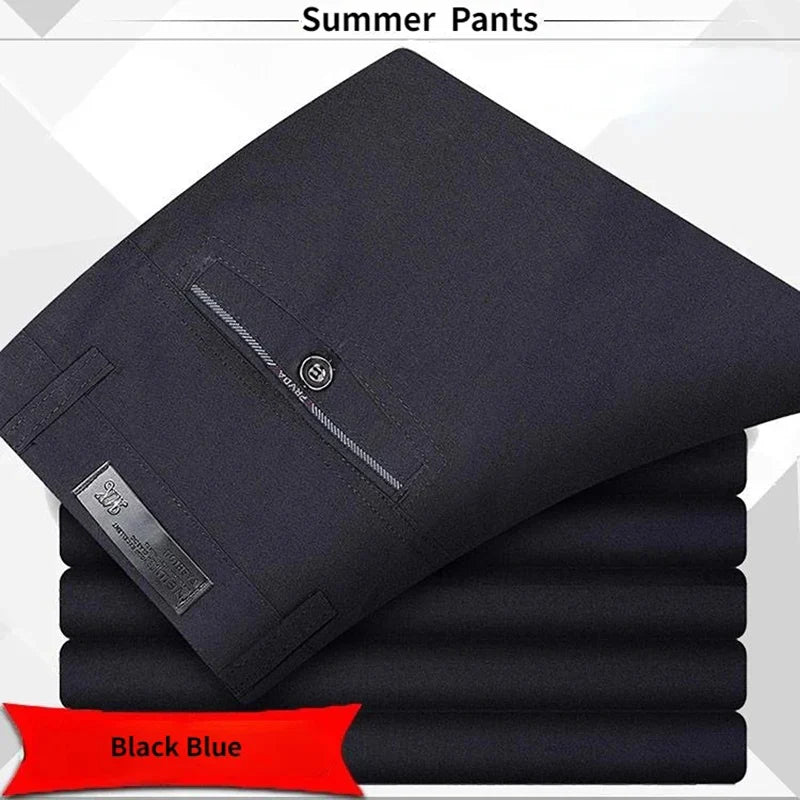 Autumn Thick Summer Thin Business Pants Men's Straight Formal Long Trouser Adult Solid Color Flat Design Casual Suit Pant GOZBKF