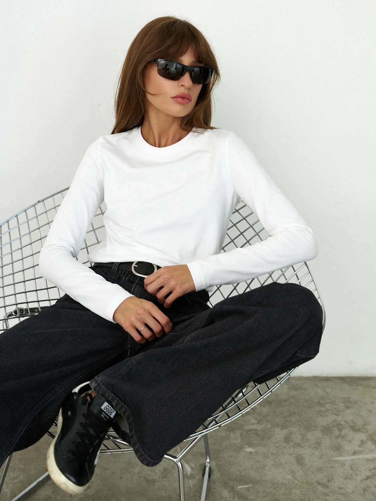 Women's Spring Autumn 100% Cotton T-shirt Bottoming Basic Solid Lady Long Sleeve Loose Tops Shirts Oversized T Shirt