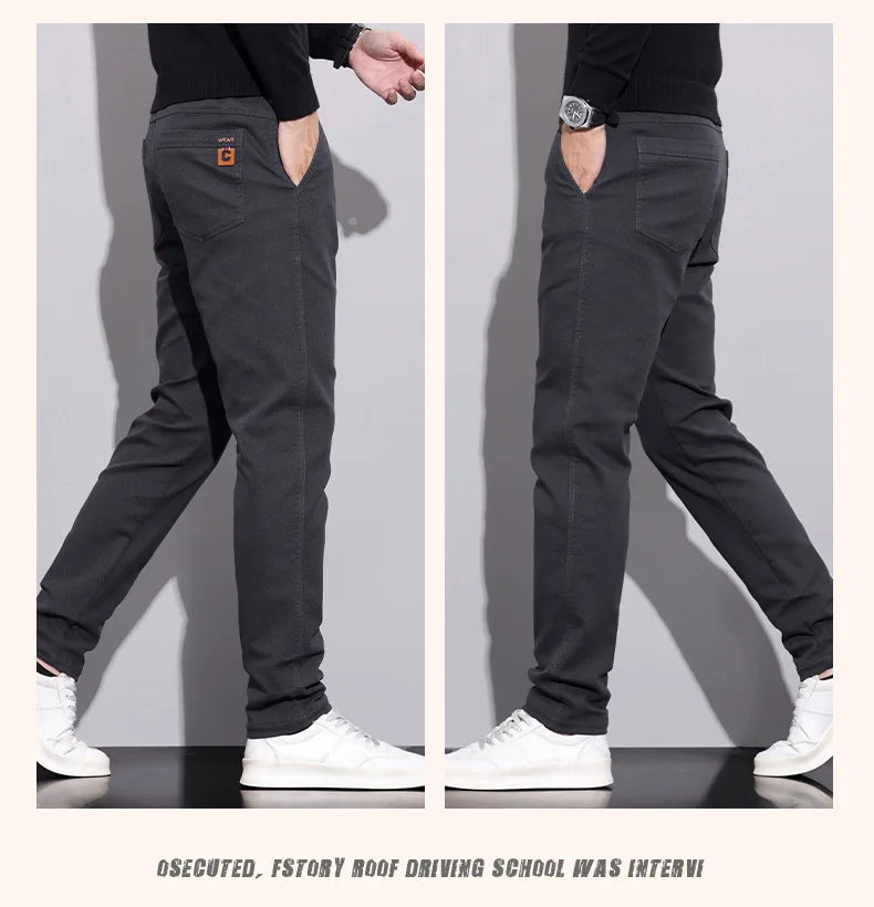 New Winter High-End Business Men's Suit Pants Autumn and Winter Slim Straight Casual Pants Versatile Fashion Trousers Korean