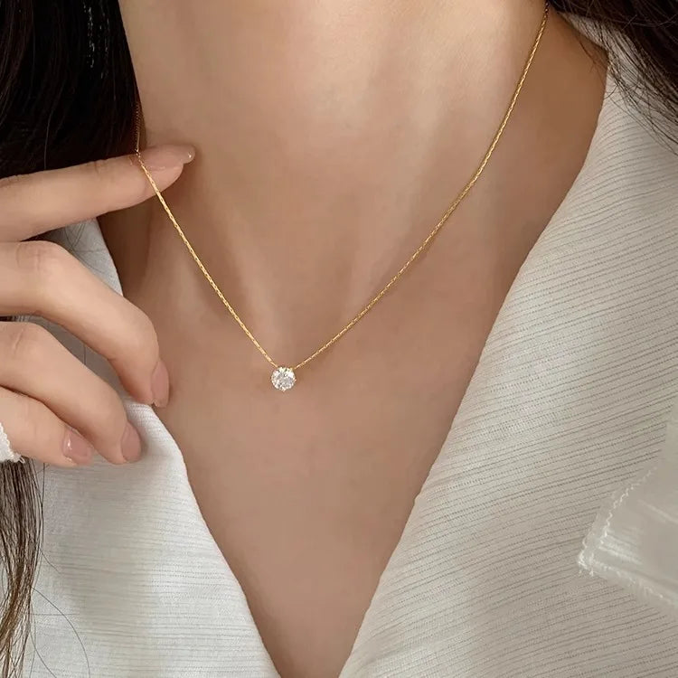 925 Silver Necklace for Women Double Layer Zircon Star Moon Pendant Necklace Delicate Chain Charm Elegant Fashion Jewelry Gifts