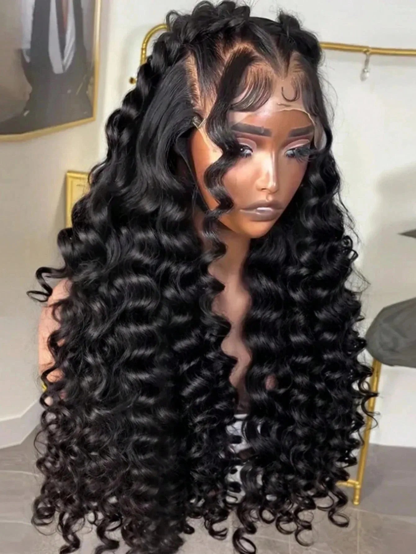 13X6 Deep Wave Frontal Wig 13x4 HD Transparent Lace Frontal Wigs Remy Glueless Deep Curly Lace Front Human Hair Wigs For Women