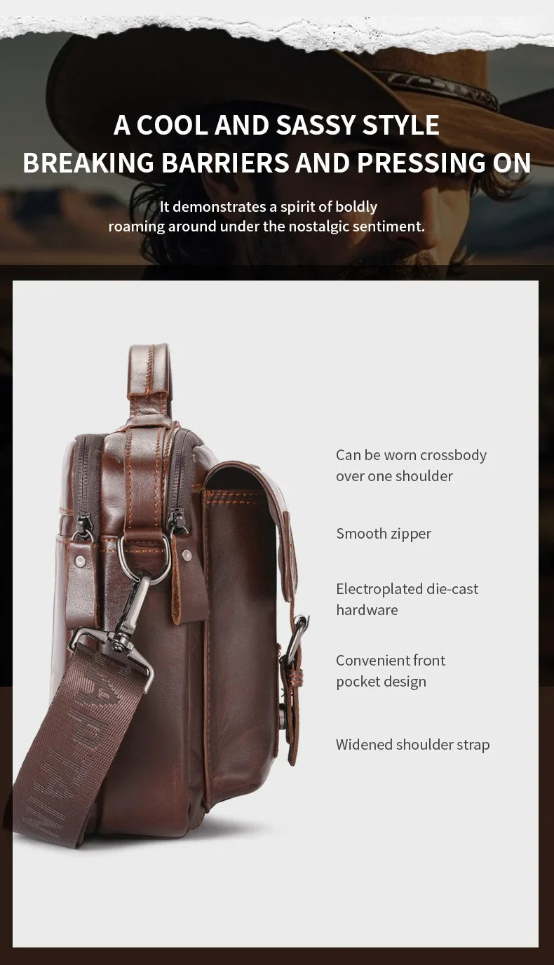 New Genuine Leather Men Crossbody Bag Male Briefcase Messenger Bag Casual Business Briefcase Style Men Shoulder Bag