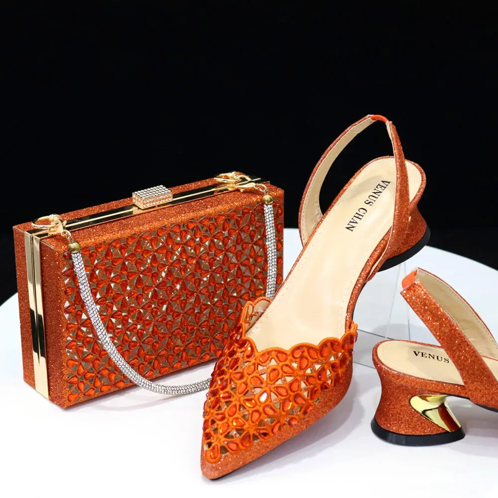 Royal Blue Shoe And Bag With Elegant High Heels Shoes Italian Popular Design African Ladies Shoes Bag Set