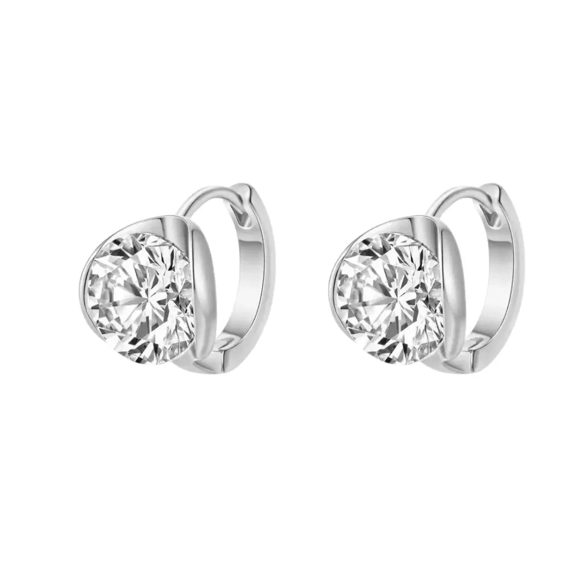 2/3Carat Moissanite Hoop Earrings for Women S925 Silver Sparkling Diamond Half Bezel Set Huggie Ear Buckles with Certificate