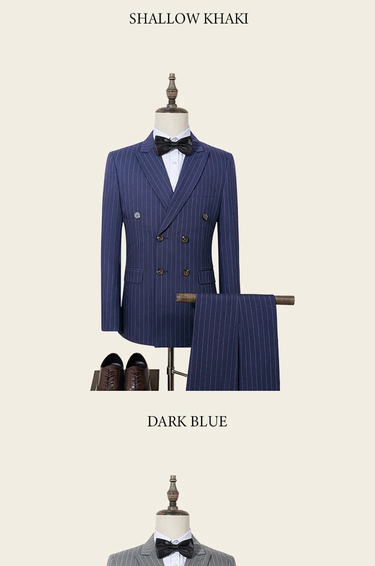 High quality striped suits for men slim fitting luxury man clothing elegant mens suit Wedding trends costumes