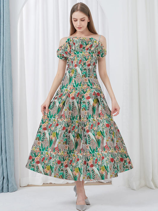 Elegant Women Dress Embroidery Sleeveless Summer Fashion Spaghetti Straps Vintage Party Gown Luxury Banquet Vestido