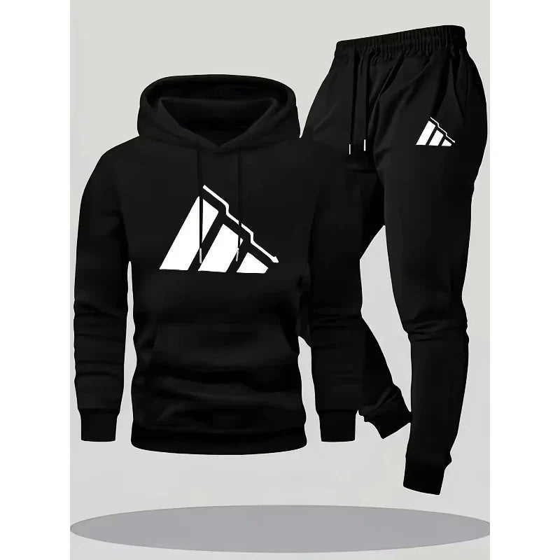 Family Matching Hoodie Set Parent Child Cotton Two Piece Outfit Black White Logo Print Casual Loungewear Comfortable