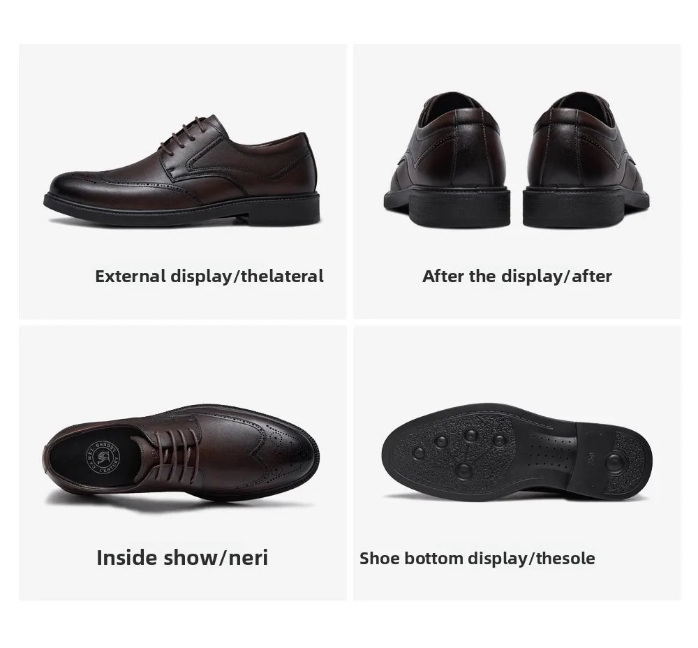 Golden Camel Men's Derby Shoes 2026 Business Casual Soft Sole Leather Shoes Brand Design Soft Soles Non-slip Velvet Warm Loafers