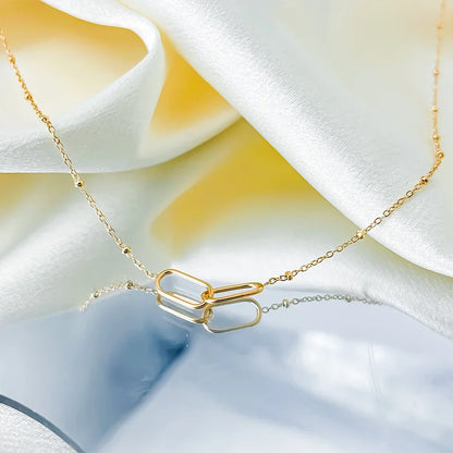 Fashion Stainless Steel Link Infinity Necklace Geometric Double Paperclip Pendant Women's Simple Jewelry Wholesale