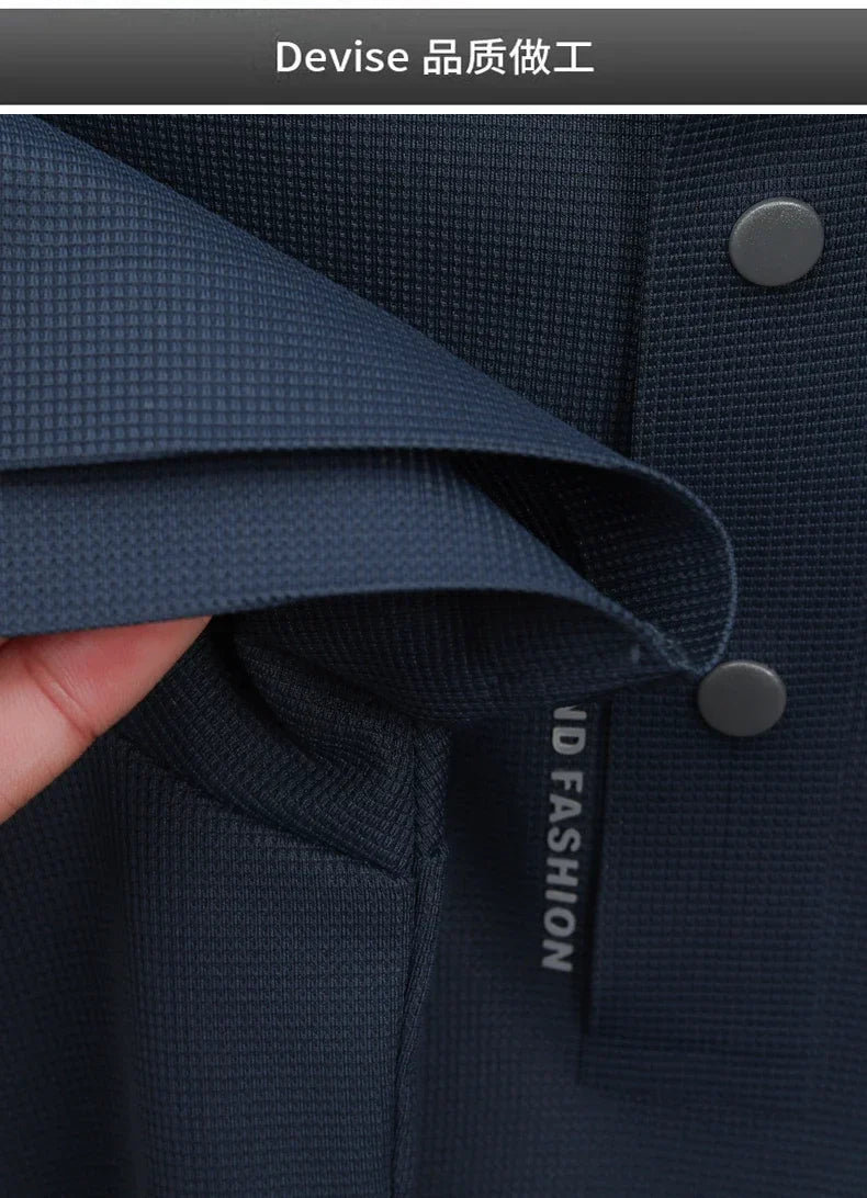 Men's Seamless Knit Polo Shirt - Summer Short Sleeve, Stretch Polyamide Spandex Blend Business Casual T-shirt