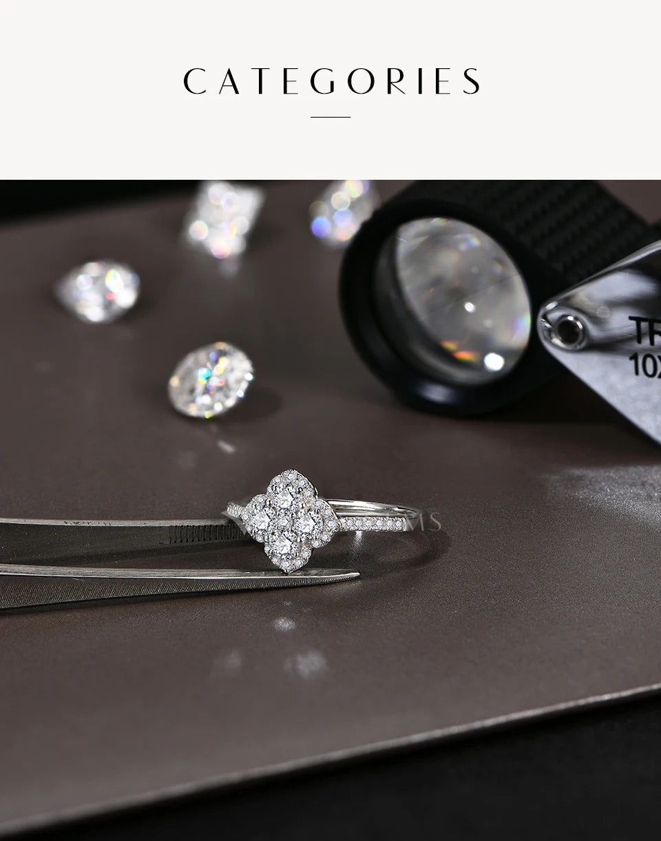 Classic Moissanite Rings for Women D Color VVS1 Real 925 Sterling Silver Engagement Wedding Party Exquisite FineJewelry