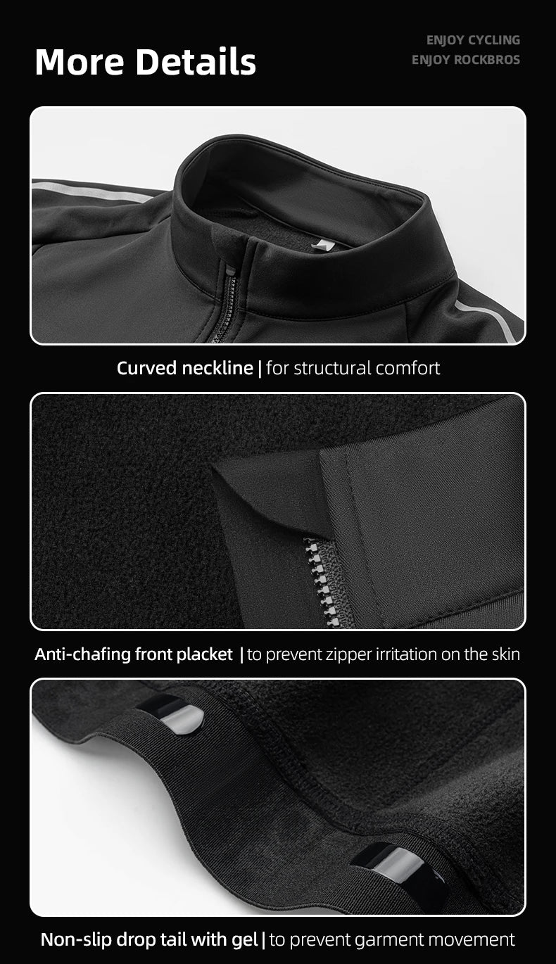 Bicycle Jersey Fall/Winter Fleece Cycling Clothing Thermal Long Sleeve Cycling Clothing Warmer Windproof Sportswear