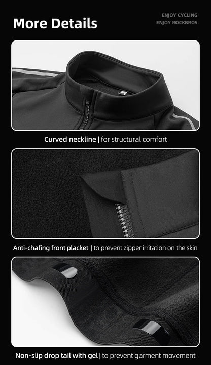 Bicycle Jersey Fall/Winter Fleece Cycling Clothing Thermal Long Sleeve Cycling Clothing Warmer Windproof Sportswear