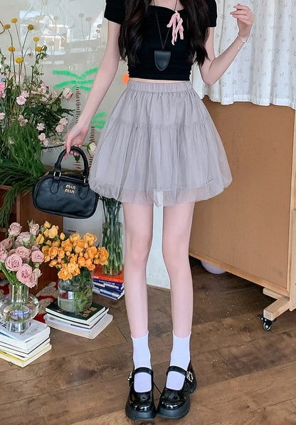 Women Summer 2026 A-Line Mini Skirt Pleated Puffy Short Skirt Korean Fashion Style Flower Bud Skirt Sweet Streetwear Y2k