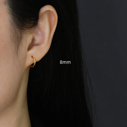 925 Sterling Silver Minimalist Glossy Circle Hoop Earrings for Women Fashion Simple Ear Bone Piercing Jewelry Accessories