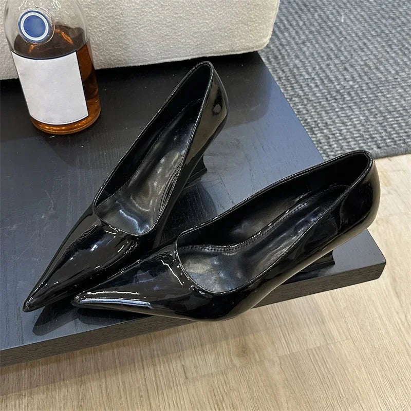 New Design Pointed Toe Wedges High Heels Women Pumps Silver Red Shoes Sexy Wedding Banquet Zapatos Mujer
