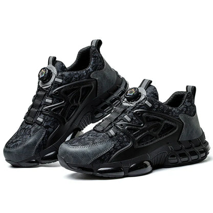 Rotating Button Protective Safety Shoes Men Steel Toe Sneakers Air Cushion Work Shoes Man Puncture Proof Work Safety Boots