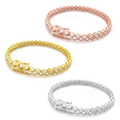 GRA Certified D Color 2-3mm Full Moissanite Tennis Bracelet For Women S925 Silver Plated 18K Bubble Diamond Link Bracelets