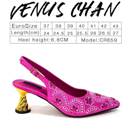 Elegant Rhinestone Pointed-Toe Pumps With Matching Bag Set Large Capacity Bag for Women's Party High Heels