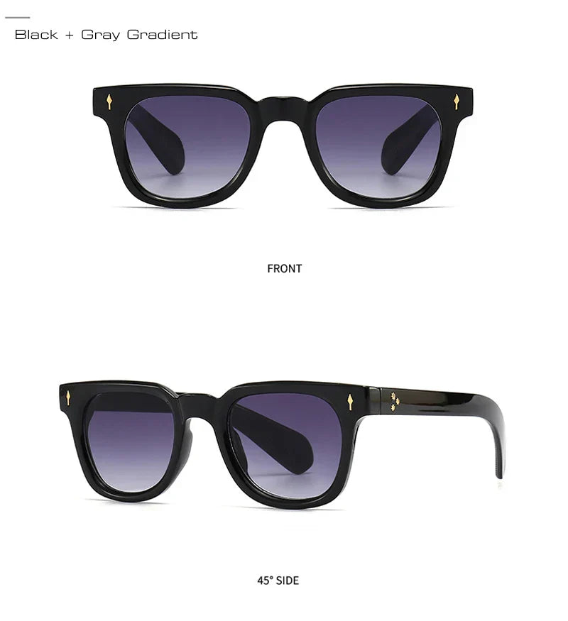Square Men Rivets Sunglasses Shades UV400 Fashion Women Green Sun Glasses