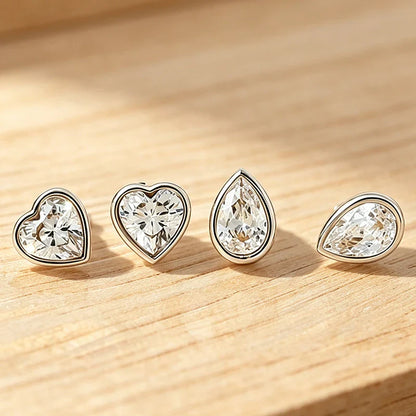 Bezel Set Pear Cut 1CT Moissanite Stud Earrings for Women Man s925 Silver Lab Diamond Oval Round Bubble Ear Fine Jewelry