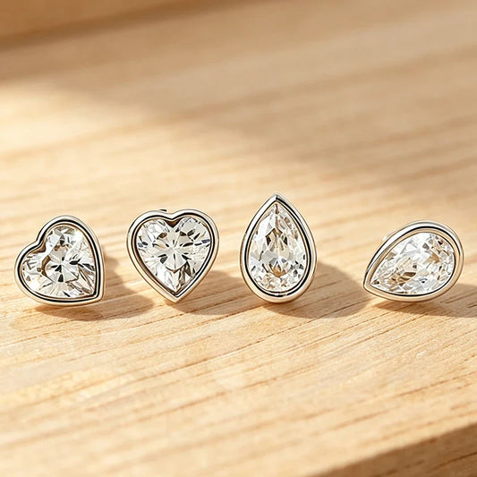 Bezel Set Pear Cut 1CT Moissanite Stud Earrings for Women Man s925 Silver Lab Diamond Oval Round Bubble Ear Fine Jewelry