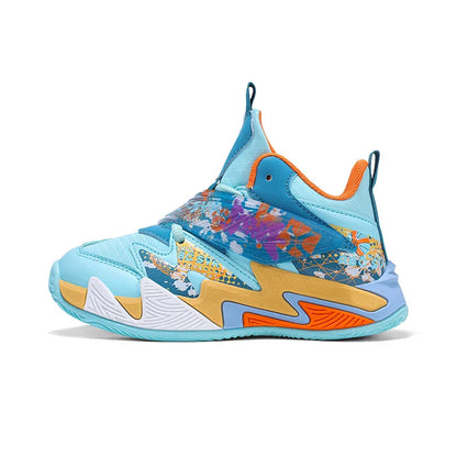 Kids Basketball Shoes Tactical Boots Ankle Support Sneakers Breathable Boys Girls Sports Shoes Shock-absorbing Athletic Shoes