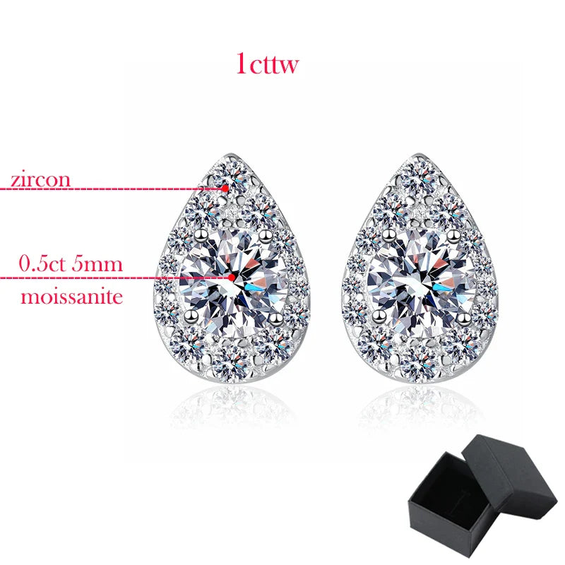1cttw Sparkling Moissanite Stud Earrings for Women Engagement Birthday Gift Jewelry 100% 925 Sterling Silver Wholesale