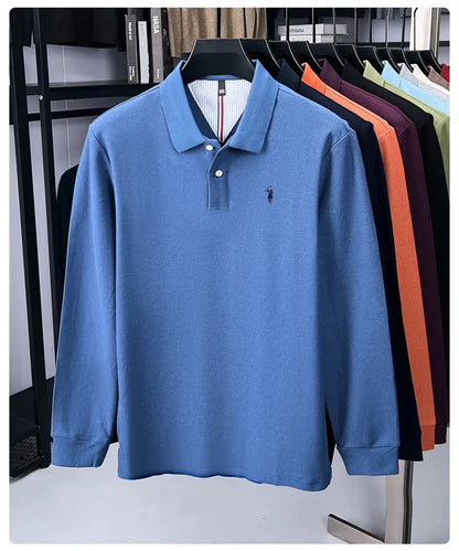 High end brand 100% cotton long sleeve polo shirt fashion luxury pony embroidery business casual comfort new Paul men's T-shirt