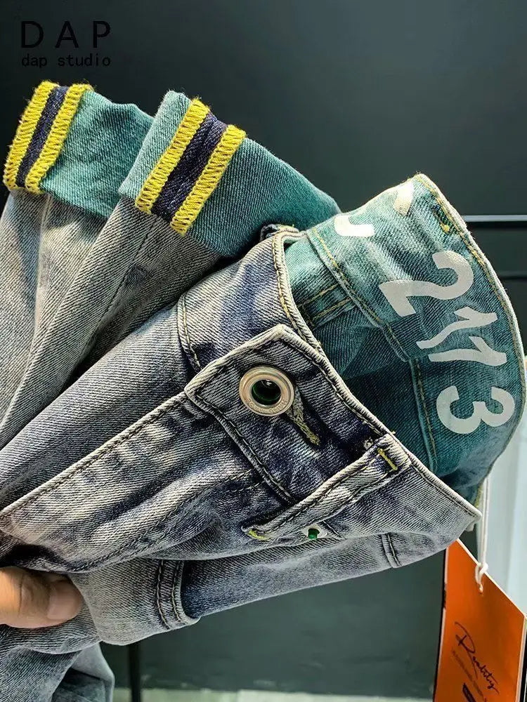 High-end 2023 Harajuku Designer Clothes Denim New Trousers Kpop Stretch Trendy Korean-style with Our Luxury Men's Casual Jeans