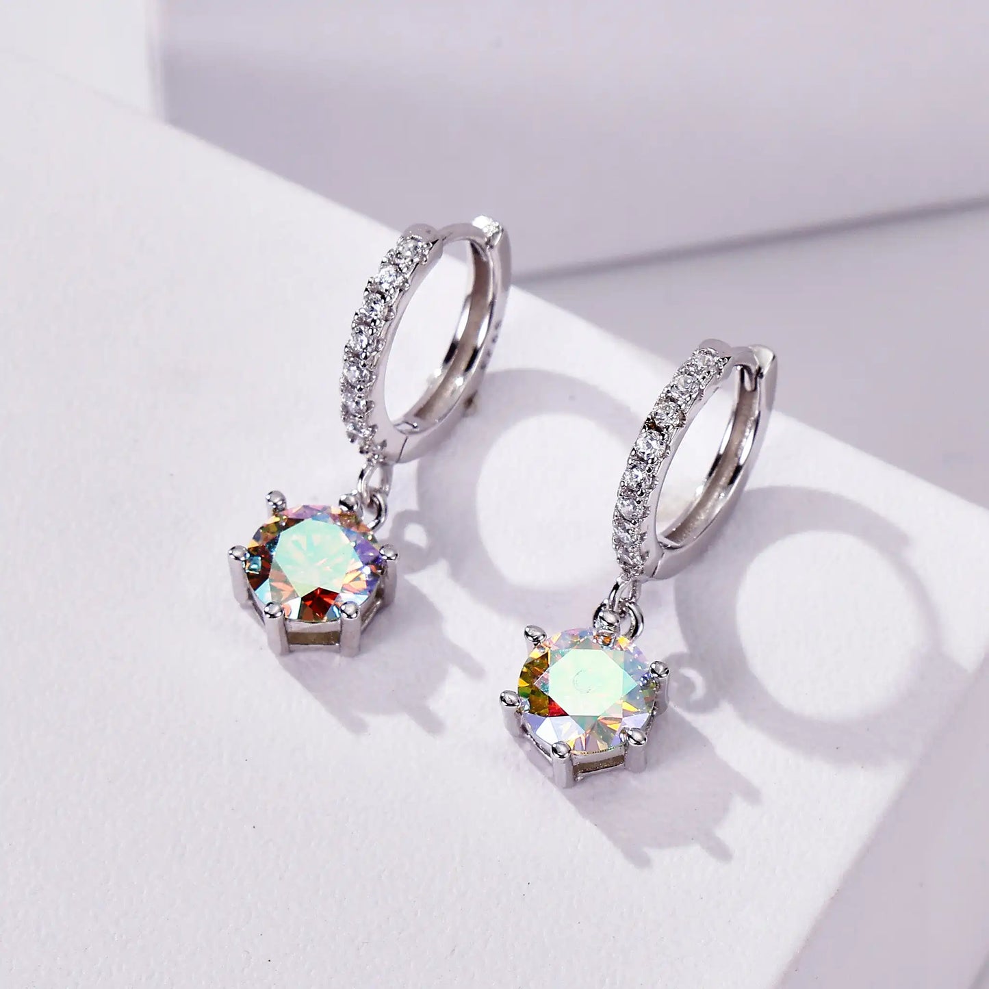 925 Sterling Silver 1 Carat Moissanite Drop Earrings for Women Charm Engagement Fine Jewelry Gift for Female Party Date