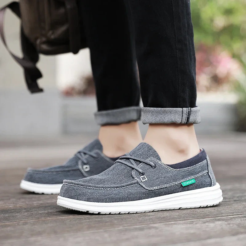 Men's Canvas Shoes Retro Loafers Lightweight Flats Leisure Footwear Male Summer Moccasin Men Casual Business Shoe