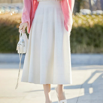 Autumn And Winter High Waist 100% Pure Wool Skirt Female Slim Long Knitted Wool Skirt Loose Wearing A-Line Skirt