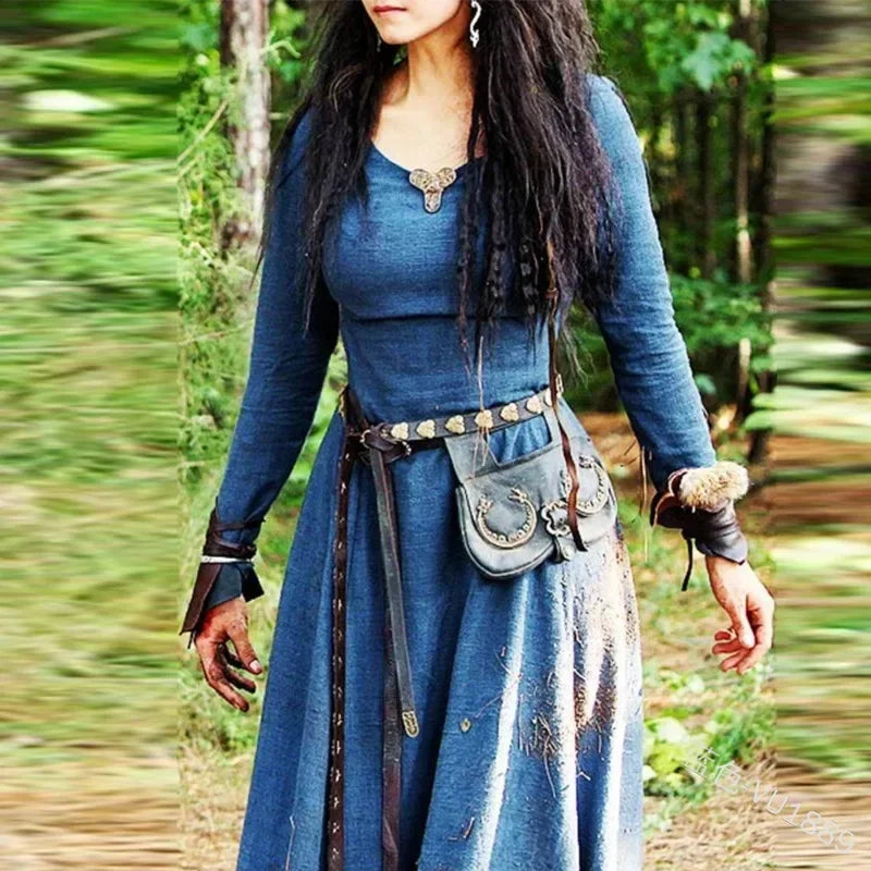 Dress Women Long Sleeve Maxi Robe Vintage Fairy Elven Dress Renaissance Celtic Viking Gothic Cosplay Costumes