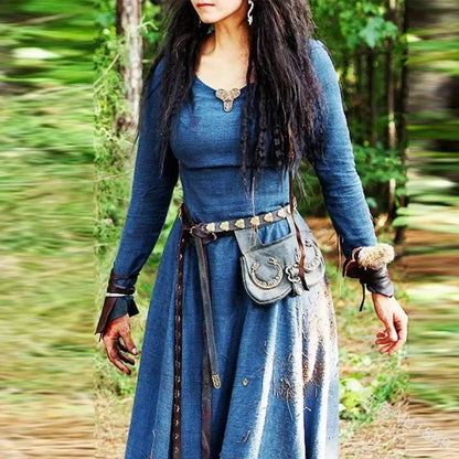 Dress Women Long Sleeve Maxi Robe Vintage Fairy Elven Dress Renaissance Celtic Viking Gothic Cosplay Costumes