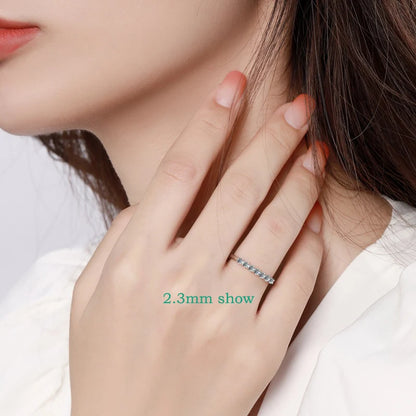 18k Plated 3MM 7 Stones Moissanite Rings for Women Classic Match Diamond Wedding Bands 925 Sterling Silver Jewelry