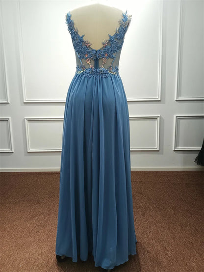 Real Photos Delicate Multi Color Prom Dress V Neck Beaded Appliques Illusion Spaghetti Strap Evening Gowns Lightning Delivery