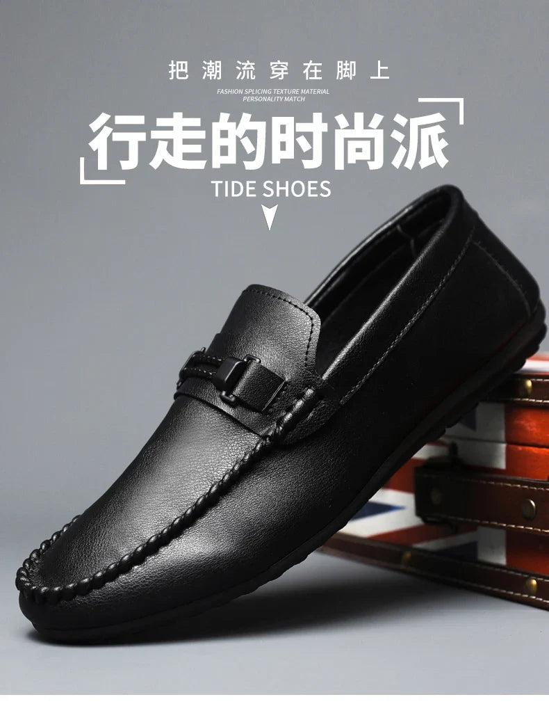 Trend White Loafers Man Big Size 46 Breathable Lightweight Men's Leather Shoes Comfortable Casual Shoes Men Driving Shoes