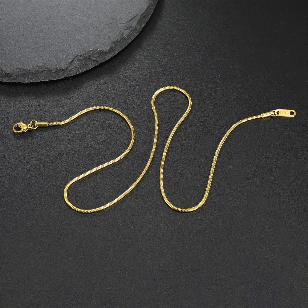 Round Snake Chain Necklace for Women Men Stainless Steel Link Chain 0.9mm 1.2mm 2mm Chains Choker Fashion Jewelry Gifts