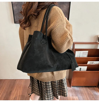 Faux Suede Solid Color High Quality Fashionable Versatile Handbag 2025 Women's Product Hot Selling  Large Capacity Shoulder Bag