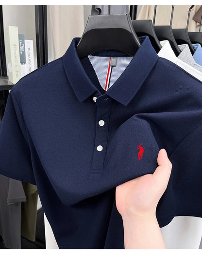 High end designer brand short sleeve polo shirt men's summer breathable trend golf pony embroidery business casual Paul T-shirt
